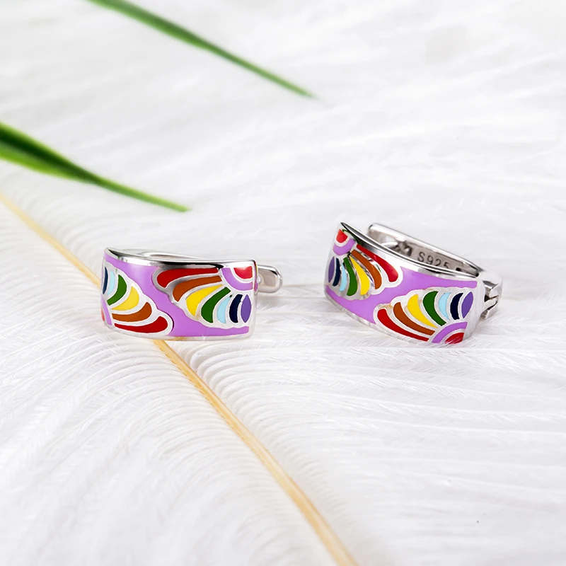 2018 восторженные красочные перья серьги для женщин 925 стерлингового серебра