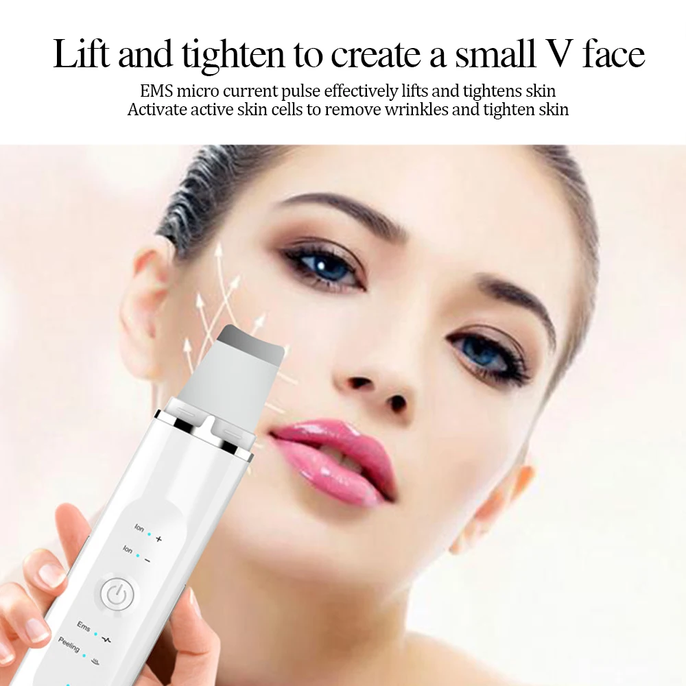 

Ultrasonic Facial Skin Scrubber Face Pore Cleaner Machine Acne Blackhead Remover Peeling Shovel Massager Skin Care Lifting Tools