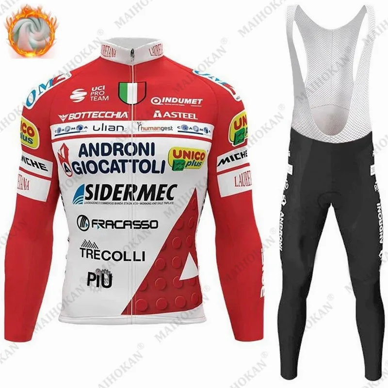 

Team Cycling Clothing Men Warm Racing Bicycle Jersey Set Winter Suit Fleece Long Sleeve MTB Androni Giocattoli 2021 Ride Apparel