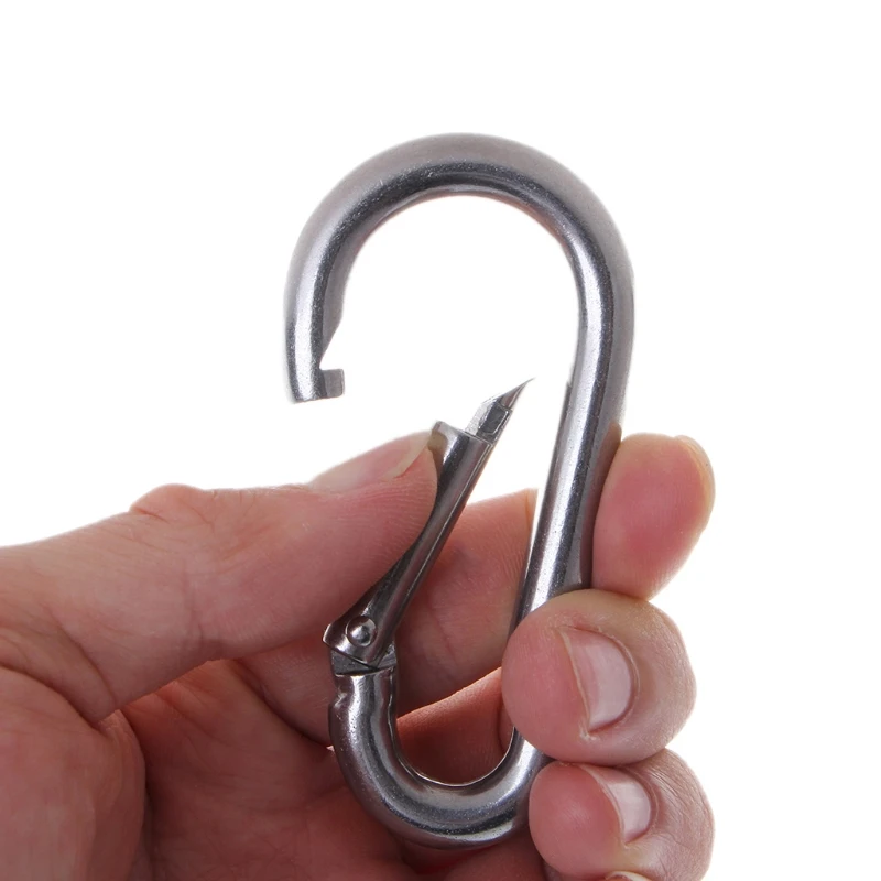 

10pcs 304 Stainless Steel Spring Snap Hook Carabiner Chain Buckle Heavy Duty Clips for Camping Fishing Hiking