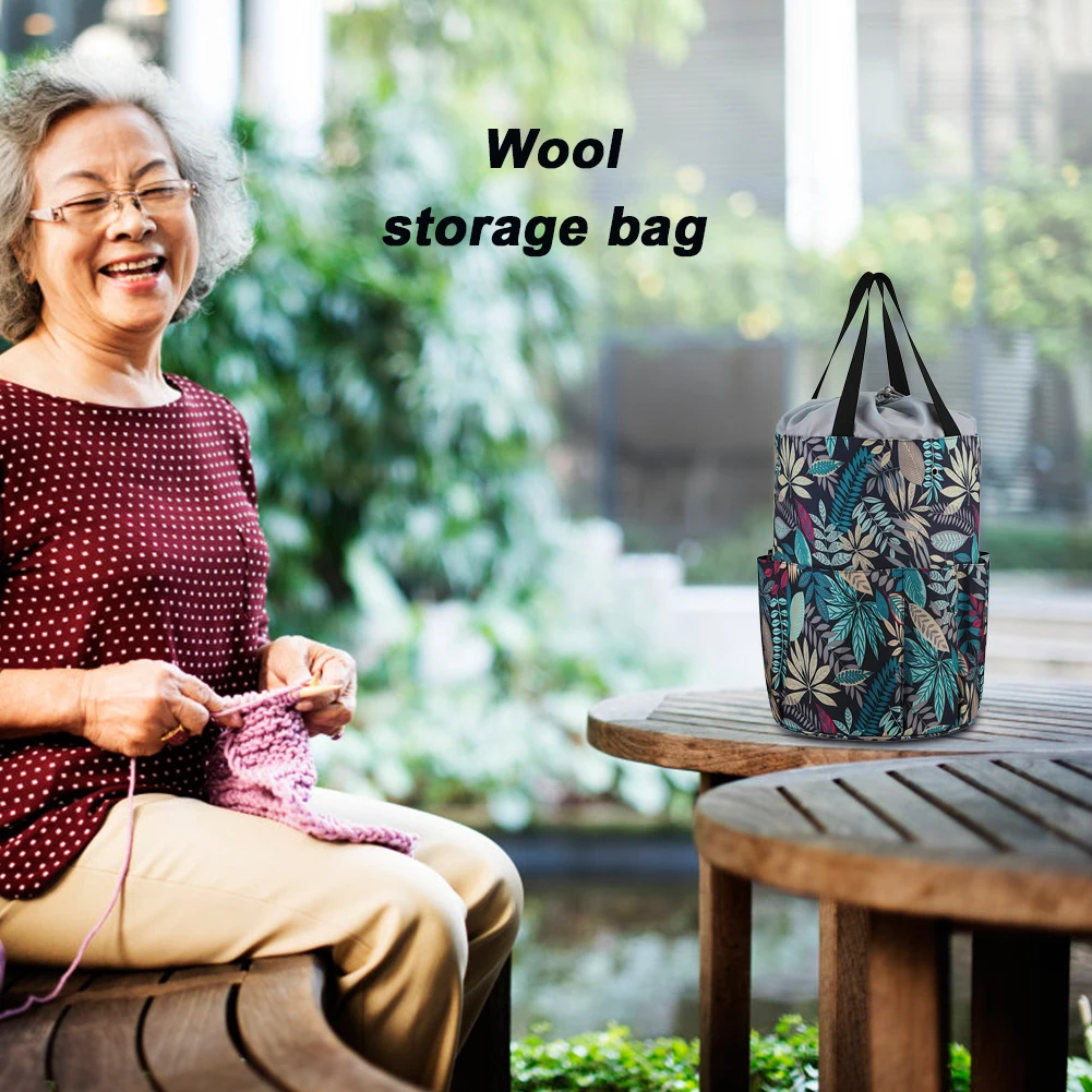 Синий с принтом Многофункциональный Вязание сумка DIY Швейные инструмент чехол