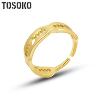 tosoko stainless steel jewelry geometric irregular hollow out womens simple fashion opening adjustable ring bsa290
