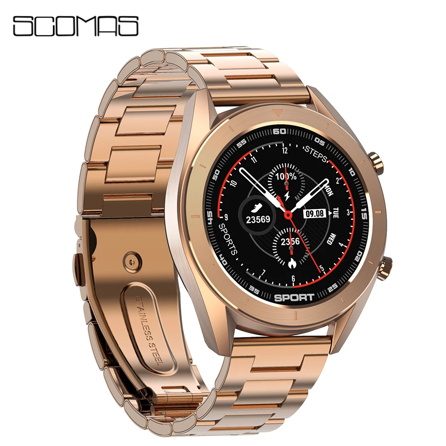 SCOMAS Модные Смарт часы для мужчин полный сенсорный круглый HD Экран 1 2 &quotЭКГ