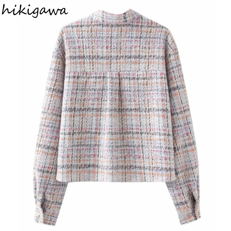 Рубашка-куртка Hikigawa осенняя элегантная женская куртка с отложным воротником и