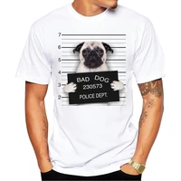 2018 creative dog police dept design men t shirt pug printed t shirt short sleeve casual french bulldog tops