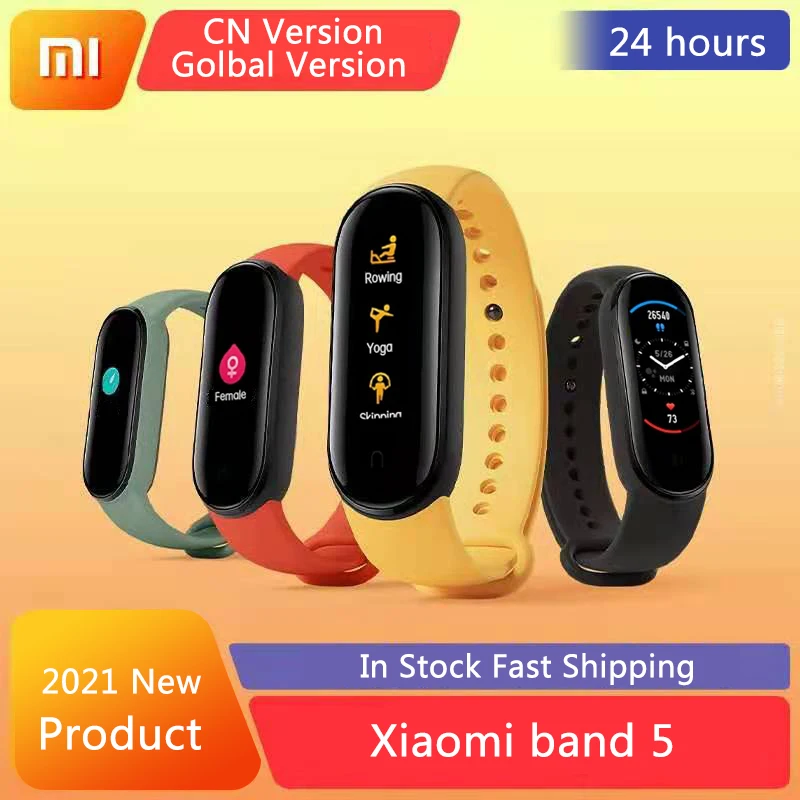 Смарт браслет Xiaomi Mi Band 5 сенсорный экран 1 дюйма фитнес трекер Bluetooth
