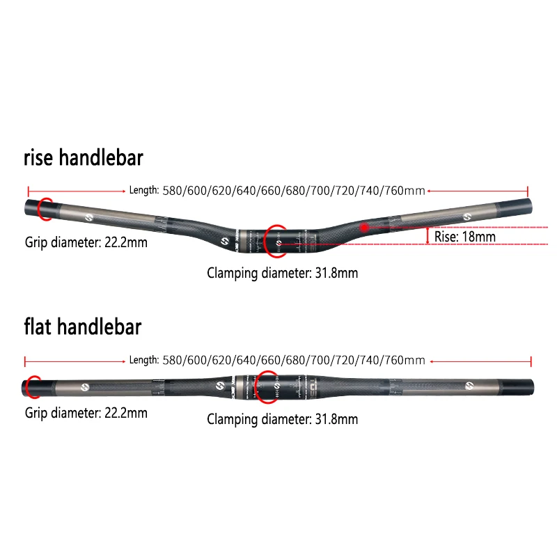Полностью карбоновый велосипедный руль TOSEEK плоский/матовый для горного