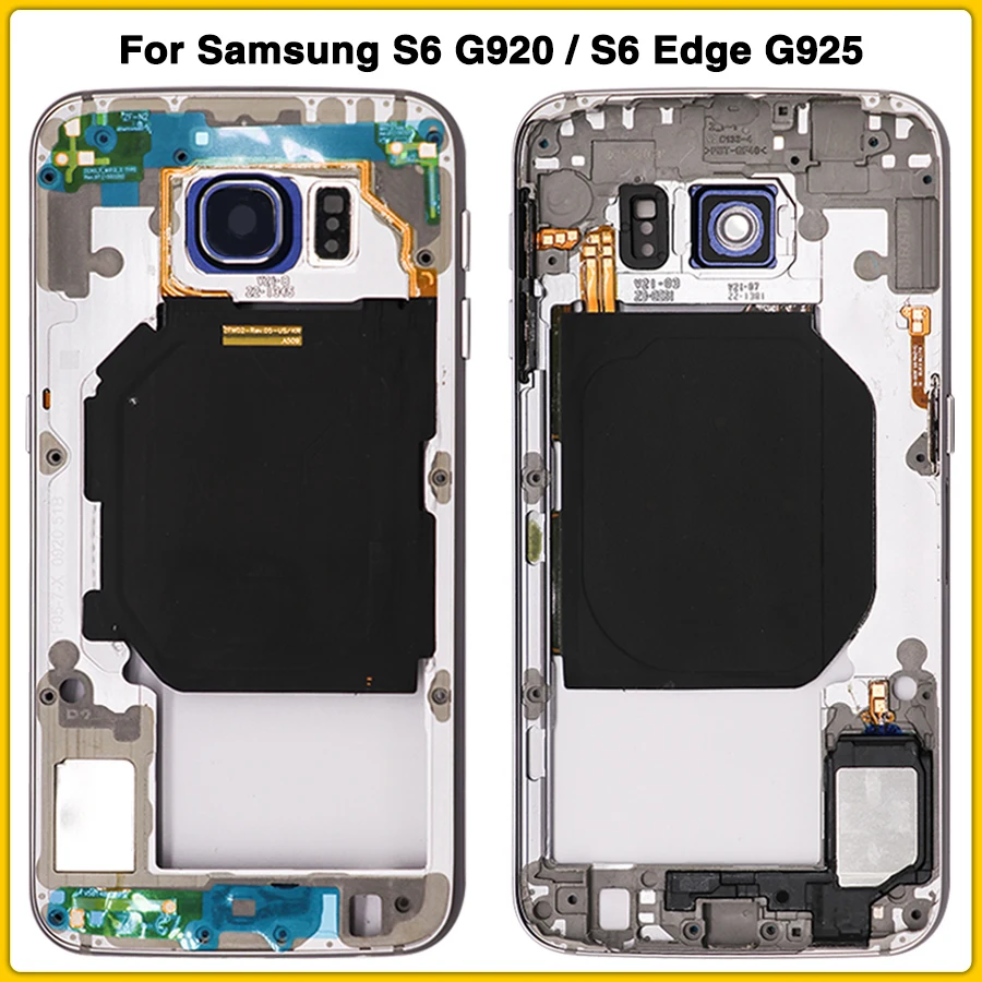 Чехол S6 для samsung Galaxy S6 G920/S6 Edge G925 Передняя средняя рамка+ задняя крышка батареи