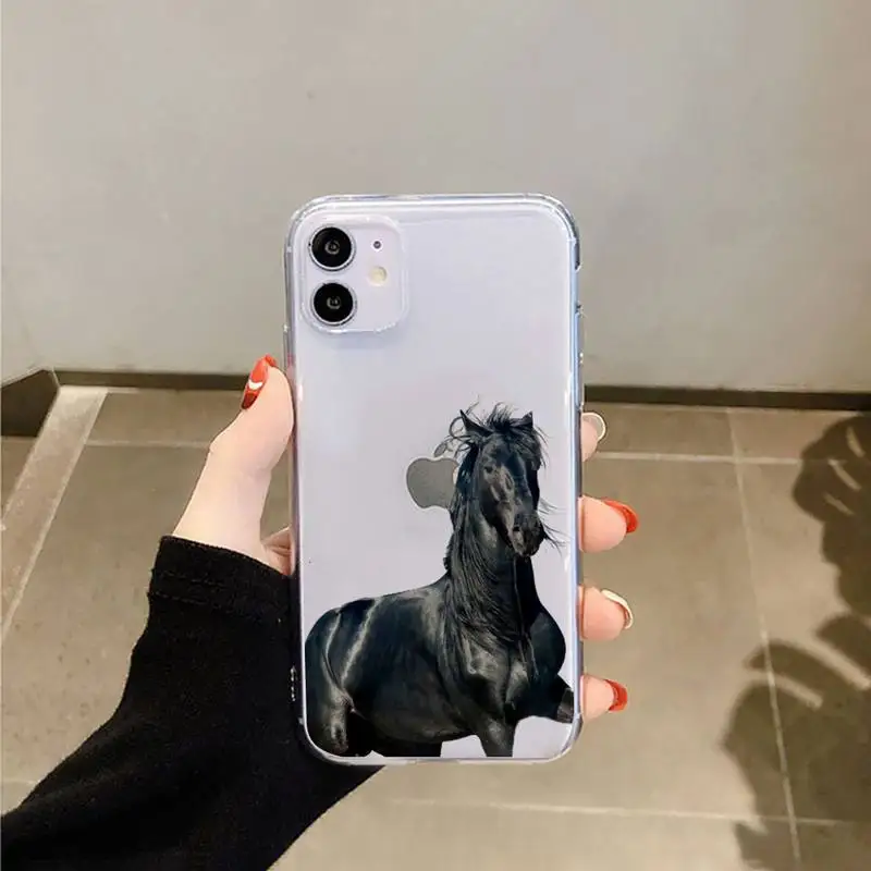 

horse Animal running Phone Case Transparent soft For iphone 5 5s 5c se 6 6s 7 8 11 12 plus mini x xs xr pro max