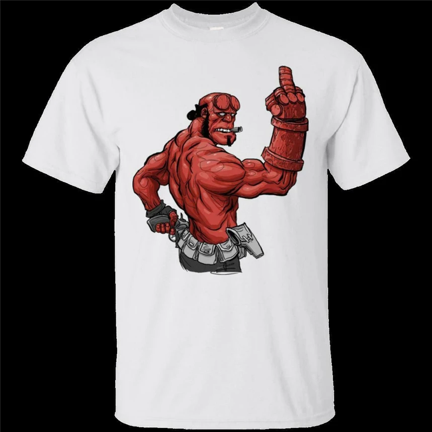 Hellboy футболка Веселая Comics Men' S с короткими рукавами Loose унисекс свободная