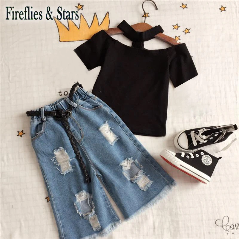 Летний комплект для девочки из 2 предметов футболки грудничков + широкие штаны