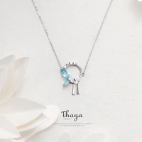 thaya flowers and leaves tassels necklace 925 silver cubic zircon crystal necklace for fashion gift
