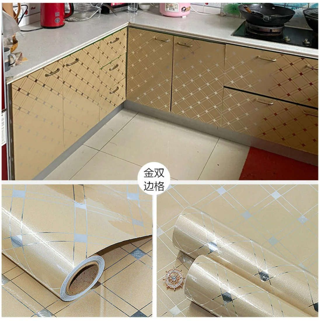 60cmw pvc self adhesive wall stickers waterproof plain grid walpapers cupboard wardrobe table kitchen decoration ready stock free global shipping