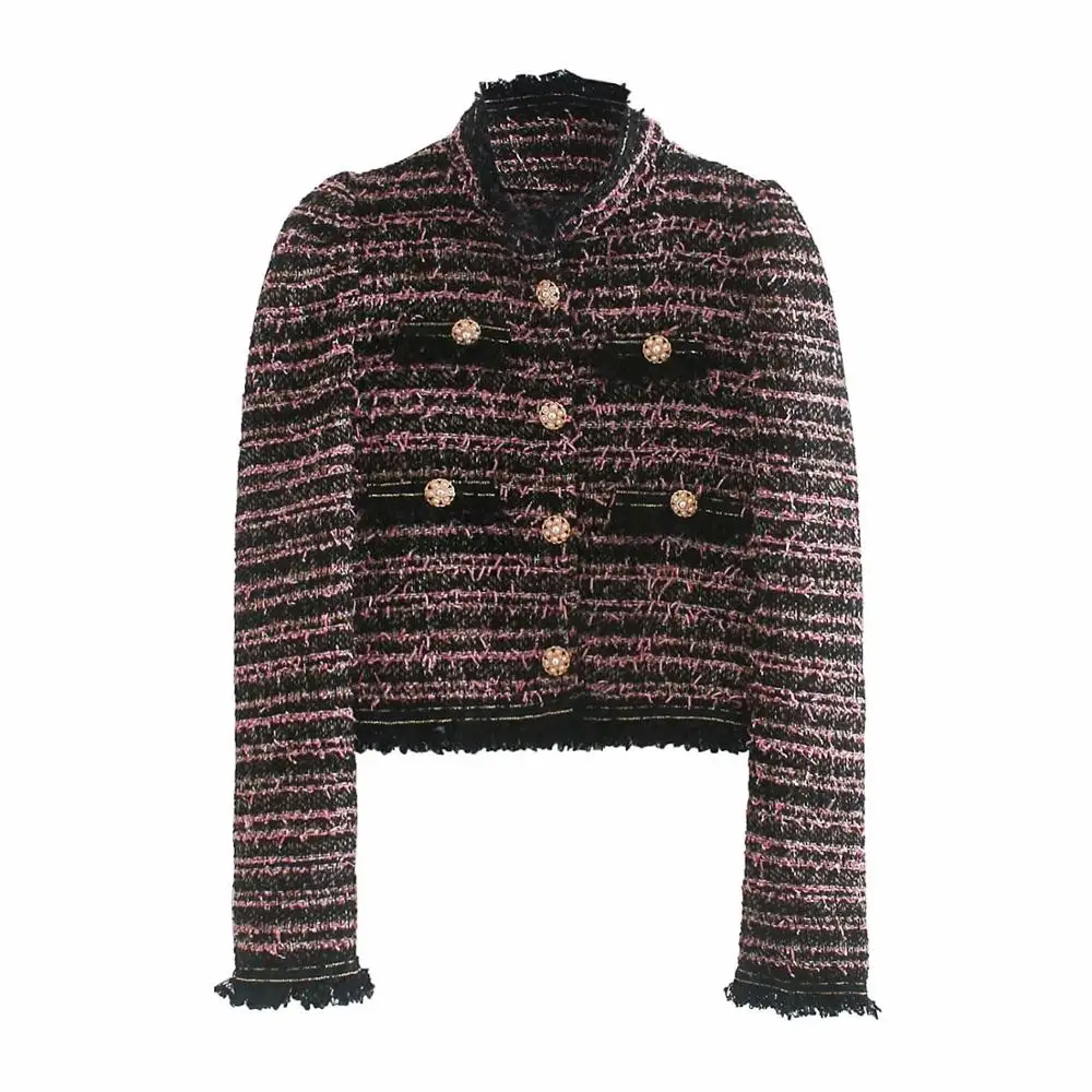 Женский твидовый комплект из двух предметов куртка с искусственным жемчугом и