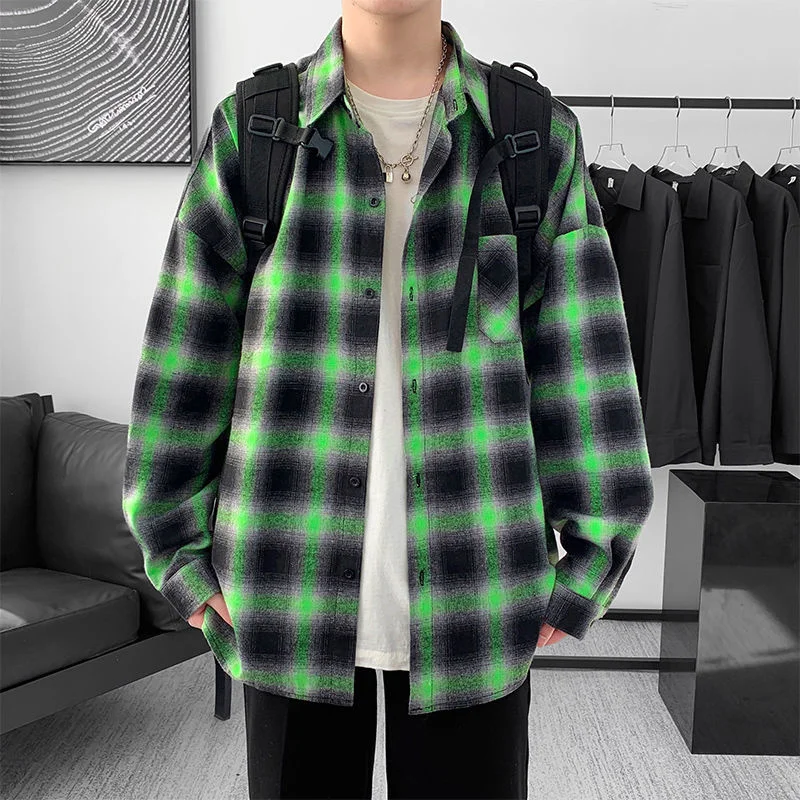 

Privathinker 2021 осенние клетчатые мужские рубашки с длинным рукавом большой размер Повседневный Кардиган Harajuku модные блузки японский стиль руба...