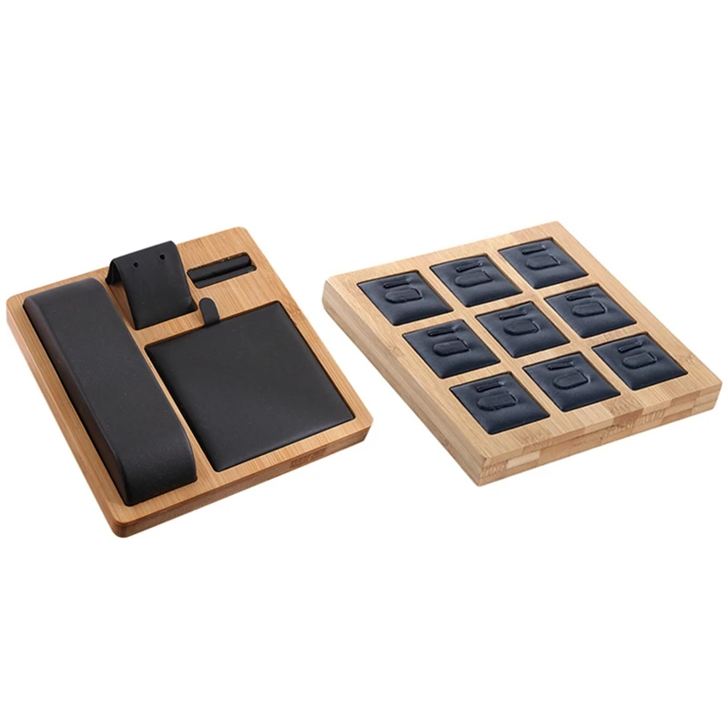 2 шт. бамбуковые ювелирные изделия дисплей кольцо стенд держатель Витрина