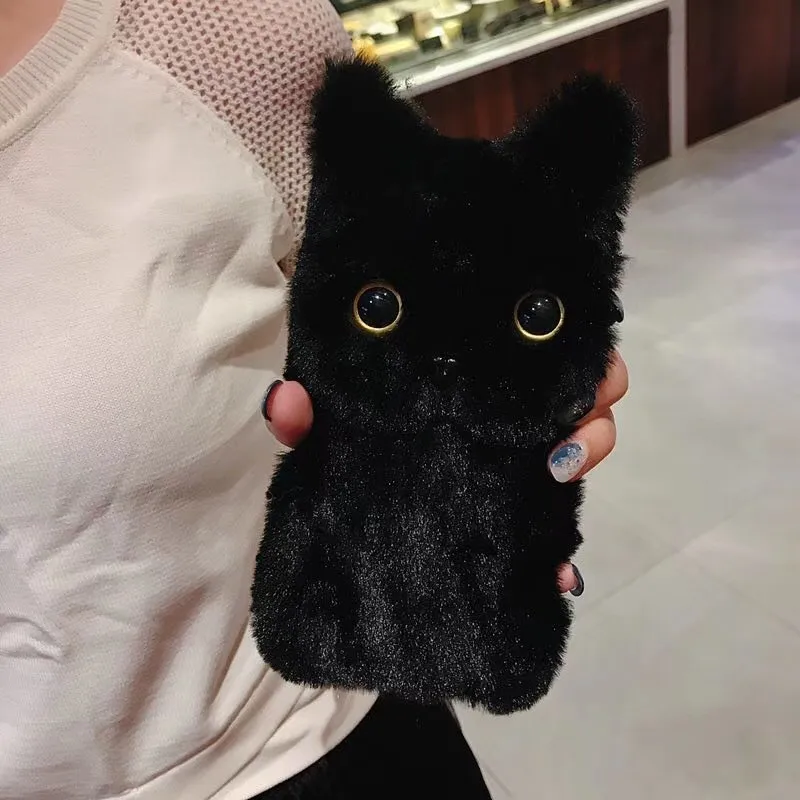 Чехол для Samsung Galaxy Xcover Pro 4 4s FieldPro, мягкий теплый плюшевый чехол с милым котом, однотонный чехол для телефона с животными, силиконовый чехол с кошачьими ушками