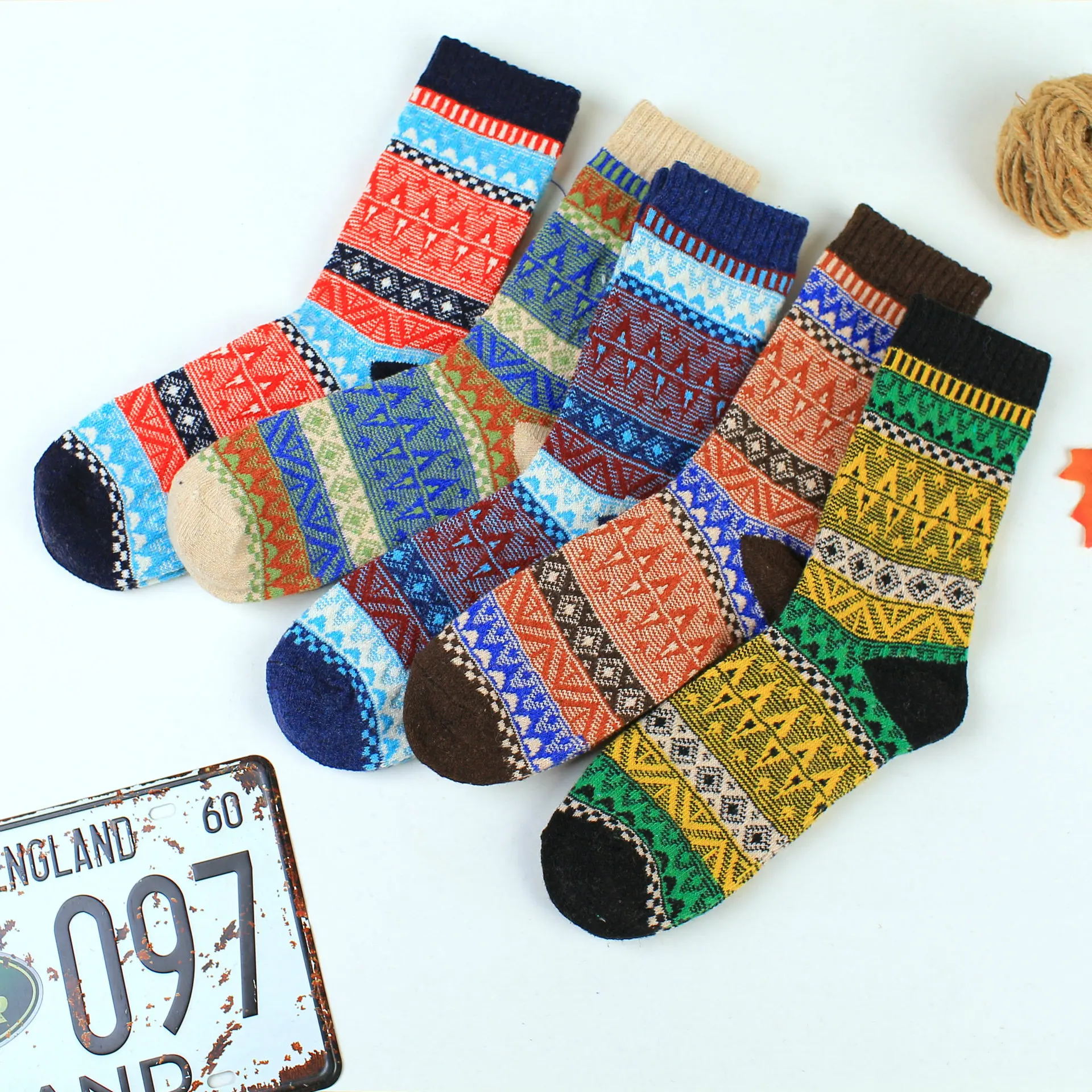 5 Pairs/Lot Men Wool Cotton Socks Middle Tube Breathable Autumn And Winter Socks High Quality Factory Wholesale