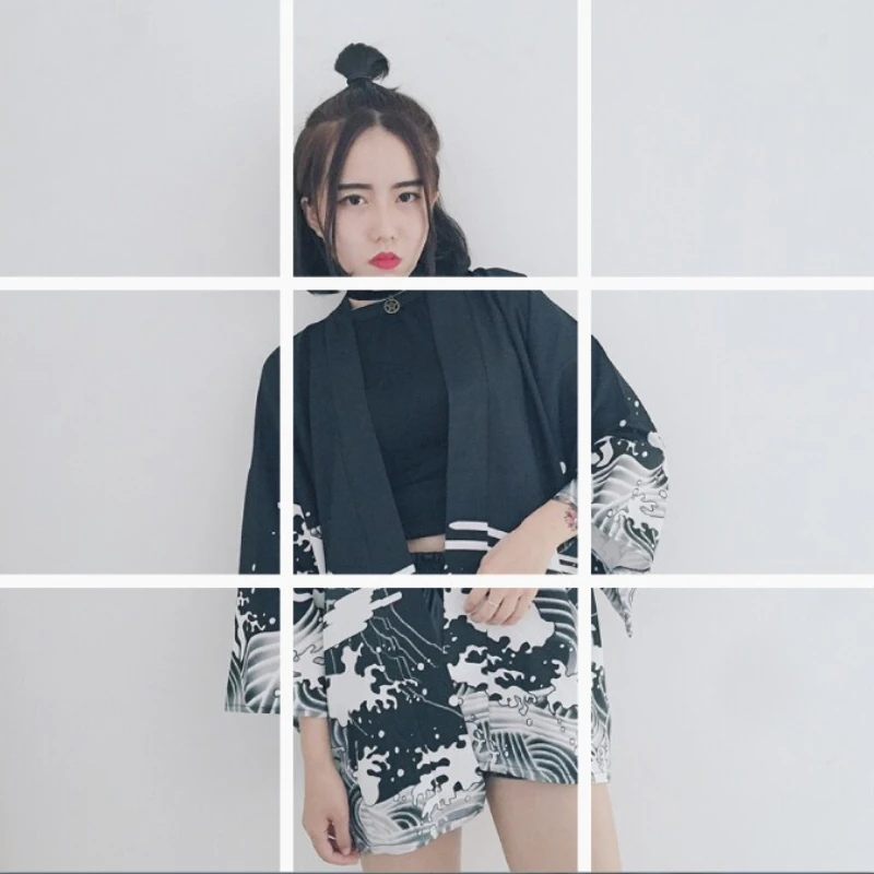 

Универсальный шифоновый кардиган в Корейском стиле с 5 рукавами и защитой от солнца, женская одежда в японском стиле, блузки из полиэстера д...