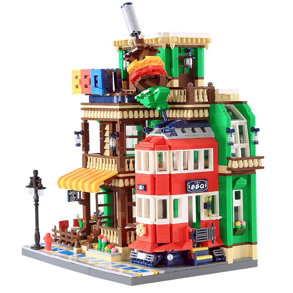 

wange 6313 1922PCS ideas series the BBQ Restaurant Model Building Blocks Classic Architecture Toys for children