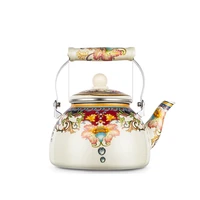 flask water boiler kettle warmer heater large vintage enamel stove top teapot flower chinese metal bouilloire samovar zz50sh