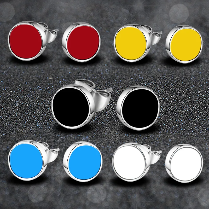 

Fashion Jewelry 925 Sterling Silver Acrylic Gutta Percha Circular 6.5mm Ear Studs Woman‘s Man Earrings