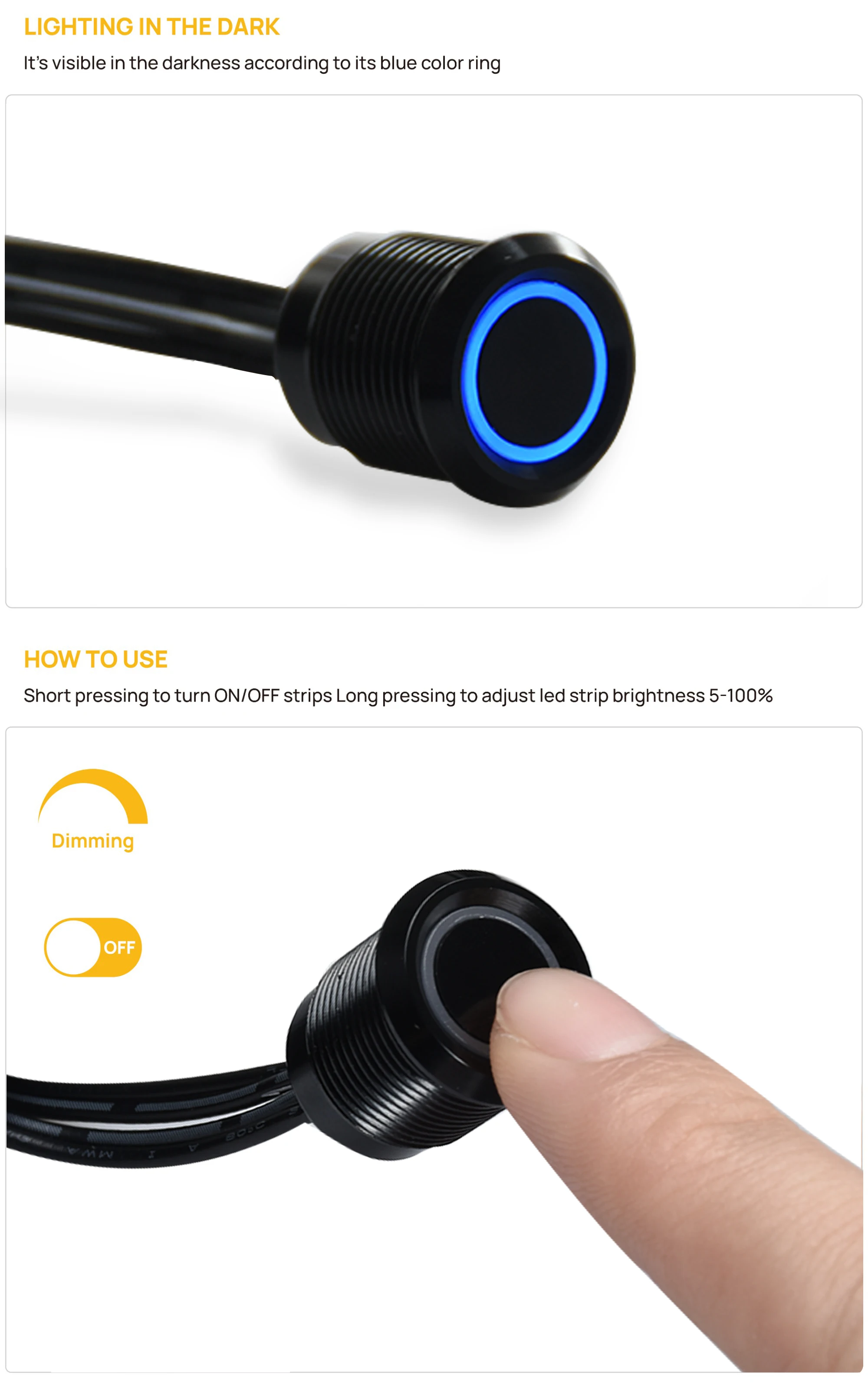 Черный светодиодный сенсорный переключатель с регулируемой яркостью яркость