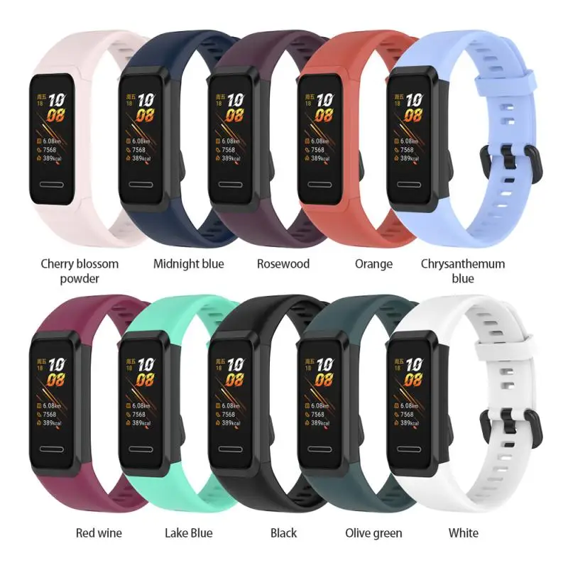 

Мягкий силиконовый ремешок для Huawei Band 4, однотонный ремешок, пористый, с защитой от пота, спортивный дышащий ремешок с пряжкой, сменные ремни ...