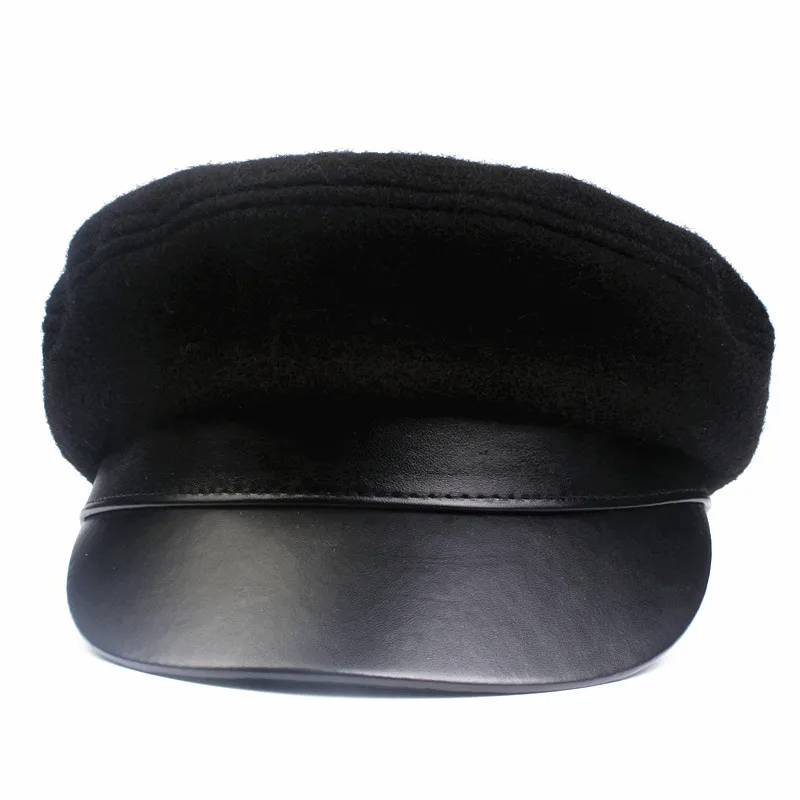 Кепка Xthree женская кожаная модная шерстяная Панама в стиле милитари с плоским