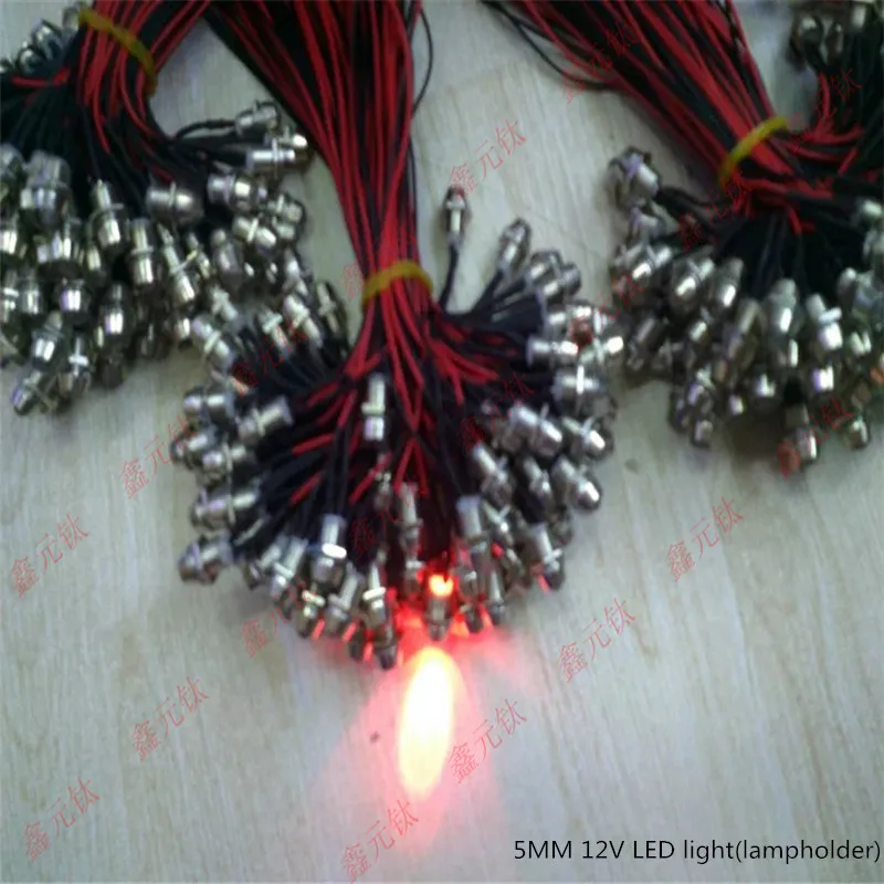 Lamp bead with lamp holder 5MM 12v highlight red yellow blue green white warm white orange pink purple ice blue bead 20pcs/lot