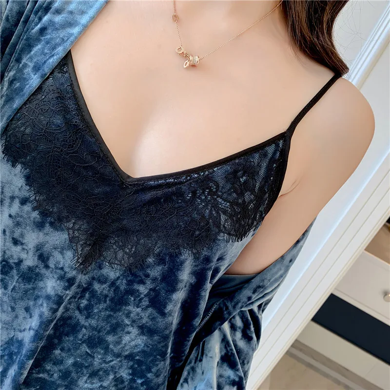 Smmoloa бархатный женский зимний халат из двух частей роскошные комплекты с