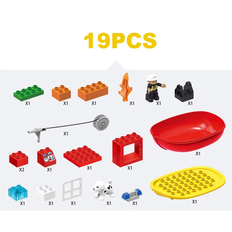 19 шт. большой Размеры строительные блоки город Пожарный катер большие Детские