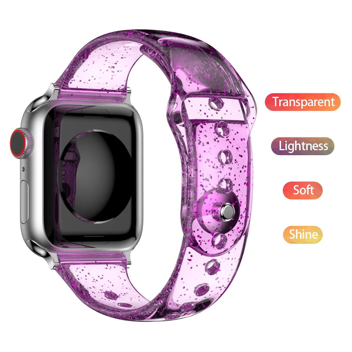

New Glitter Silicone Strap for Apple Watch 7 6 5 4 SE 45mm 41mm 40mm 44mm Replace Band iWatch Series 3 2 38mm 42mm Accessories