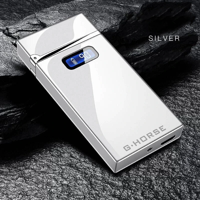 White Электрическая ветрозащитная зажигалка с цифровым дисплеем, USB электронные зажигалки, новинка, плазменная дуговая турбо зажигалка, гаджеты для мужчин - Цвет: White