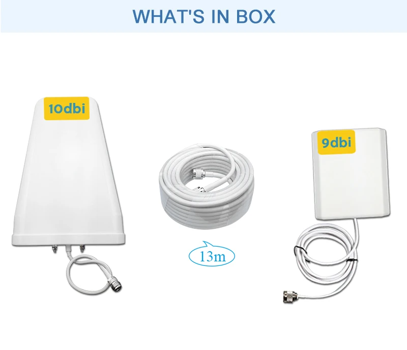 

700-2700MHz 10dbi Outdoor Log-periodic Antenna+9dbi Indoor Panel Antenna+13m Cable Accessories Set for 2G 3G 4G Signal Booster