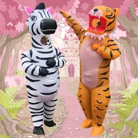 2022 new costume fully body inflatable tiger zebra costume fancy party role play costumes animal blow up suit for women men