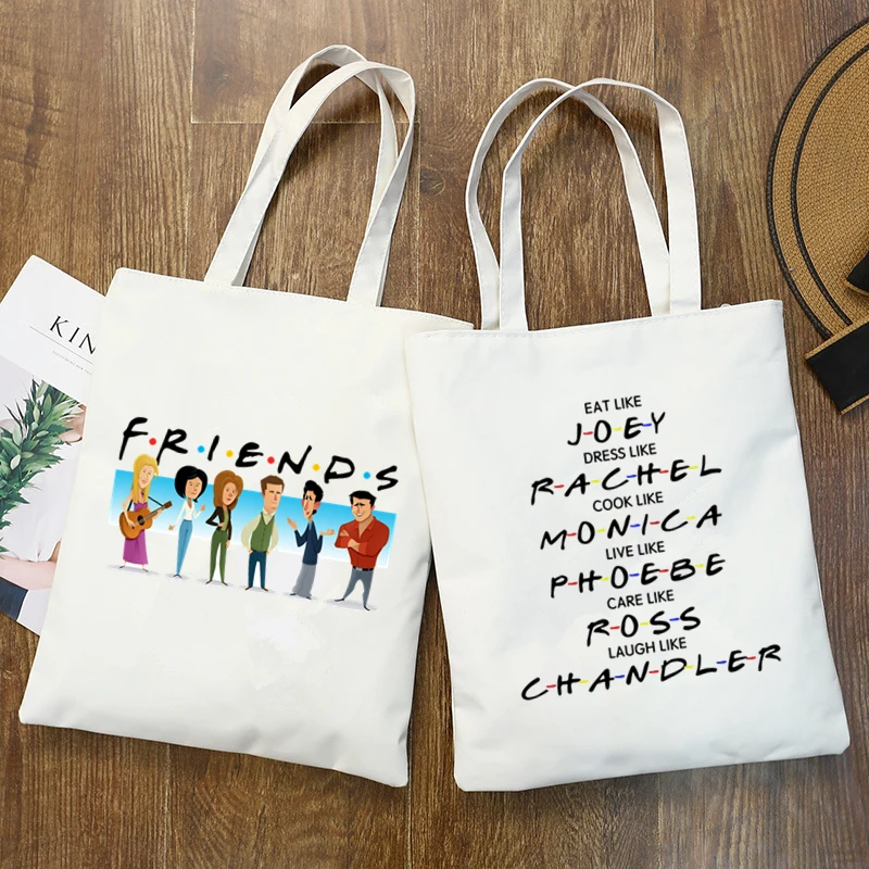 

FRIEND Letter Print Print Canvas Shopping Bag Gift for Student Friend Reusable Shopper Bag Women Fashion Travel Bags Women Bag