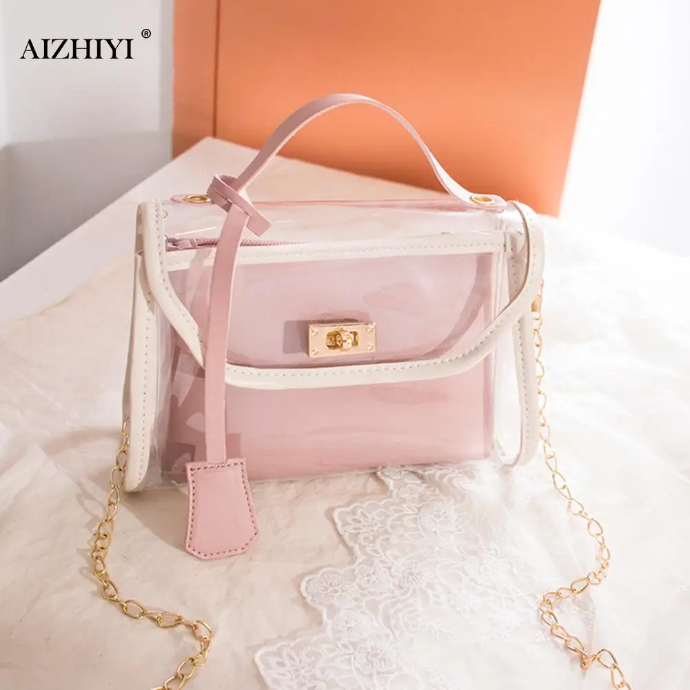 

Fashion Exquisite Shopping Bag Transparent PVC Handbag Lady Jelly Clutch Totes PU Shoulder Bag Composite Set