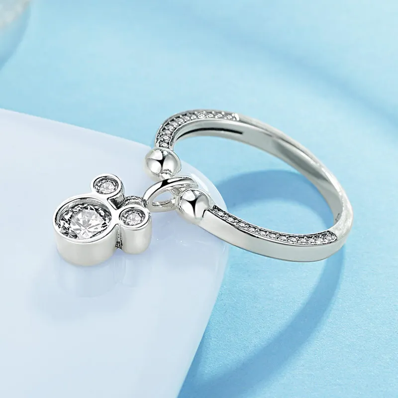 

Kaletine Cute Mickey 925 Sterling Silver Jewelry Sets Earrings /Neckalce/Rings For Women Mouse Pendant Charm CZ Kids Jewelry