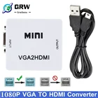 WVVMVV Mini VGA-HDMI-совместимый преобразователь VGA2HDMI видео коробка аудио адаптер 1080P для ноутбука ПК HD ТВ проектора ТВ Портативный