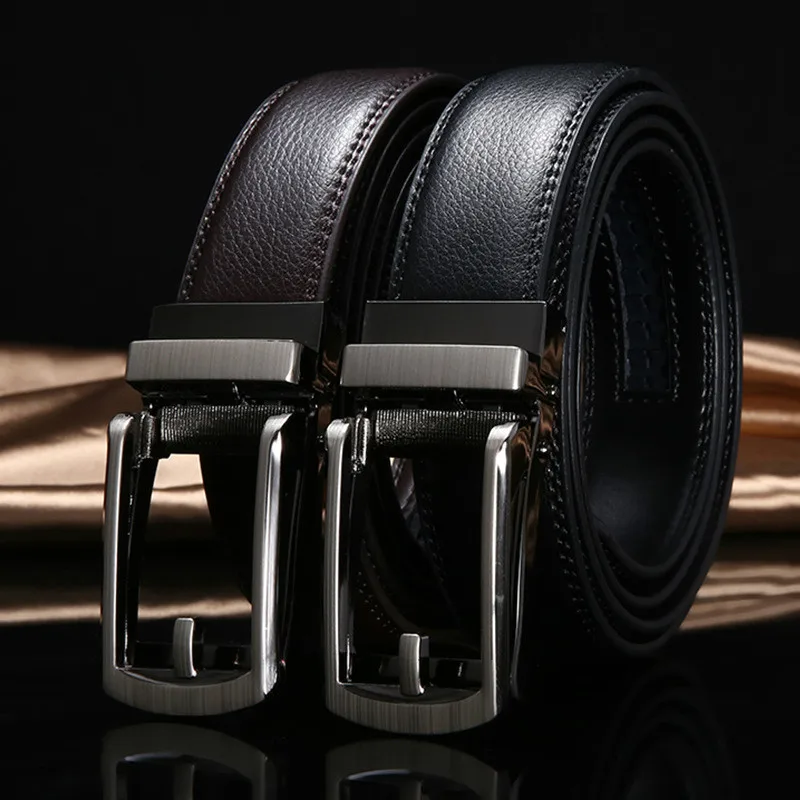Luxury Brand Men Leather Belt Alloy Material Automatic Imitation Pin Buckle Business Retro Men's Jeans Wild High Quality Belts