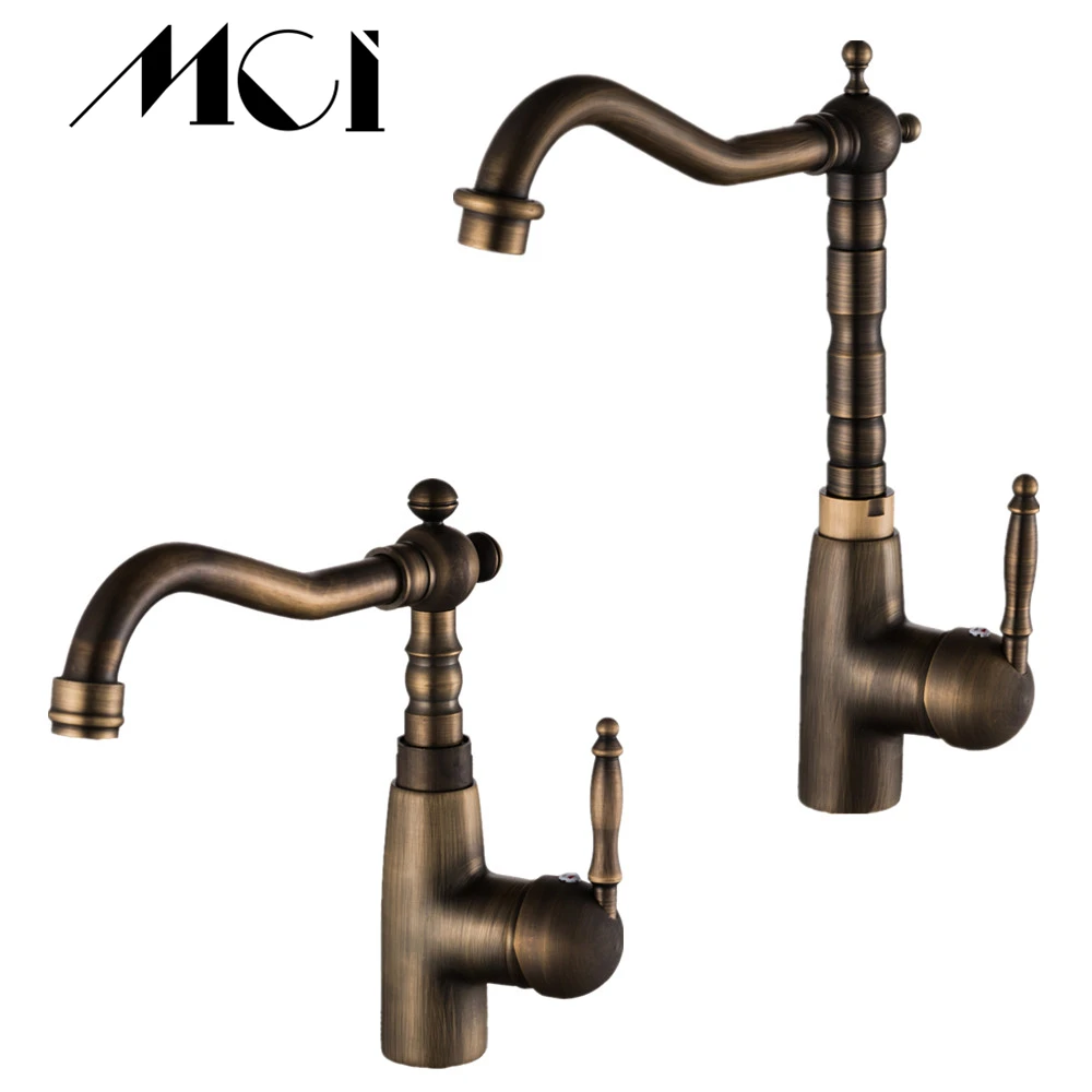 Поворотный Смеситель для кухни кран ванной комнаты Античная бронзовая отделка