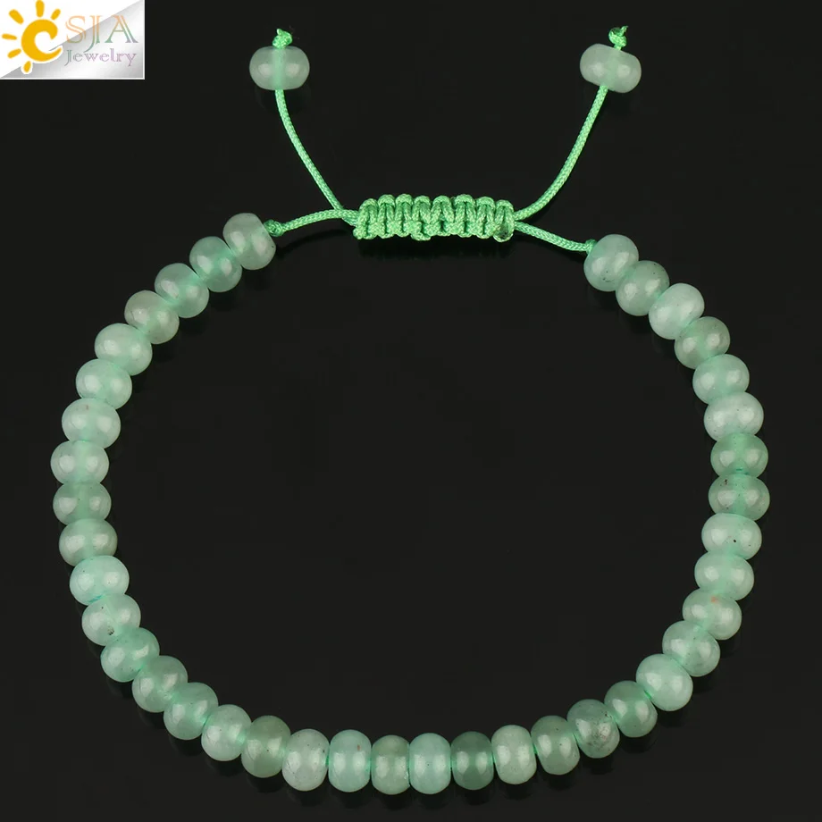 Green Aventurine Csja плетеный браслет из натурального камня 6 мм бусины «счеты» лечебный Кристал, кварц Лава тесемка, нитка браслеты для женщин мужчин G209 - Окраска металла: Green Aventurine