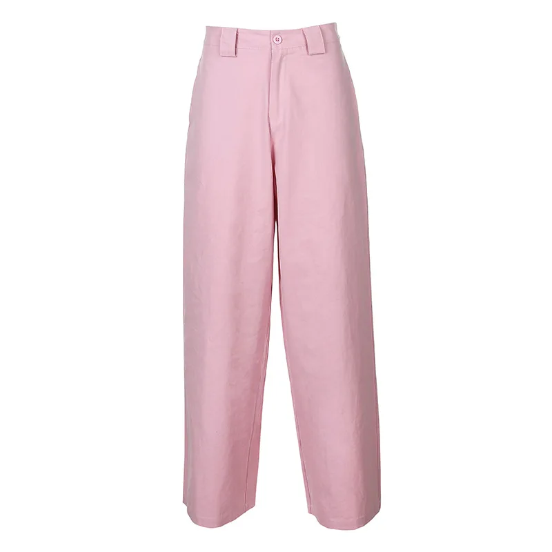 NCLAGEN 2021 Модные женские розовые Свободные повседневные брюки с высокой талией в