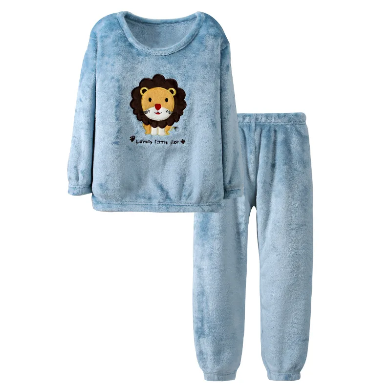 Фланелевые пижамы для детей осенне-зимние подростков с длинным рукавом и