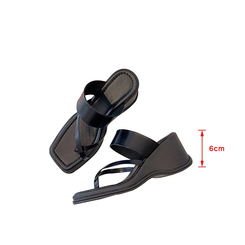

Woman Wedges Fashion Sandals Thick Bottom Solid Clip Toe Non Slip Female Footwear Summer Ladies Shoes Round Toe 2021 New