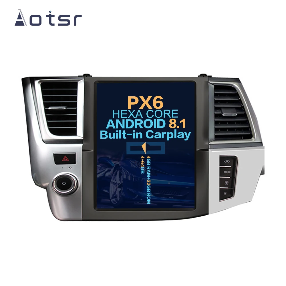 Автомобильная Мультимедийная система Android 8 1 Тесла стиль 12 для Toyota Highlander 2014-2018