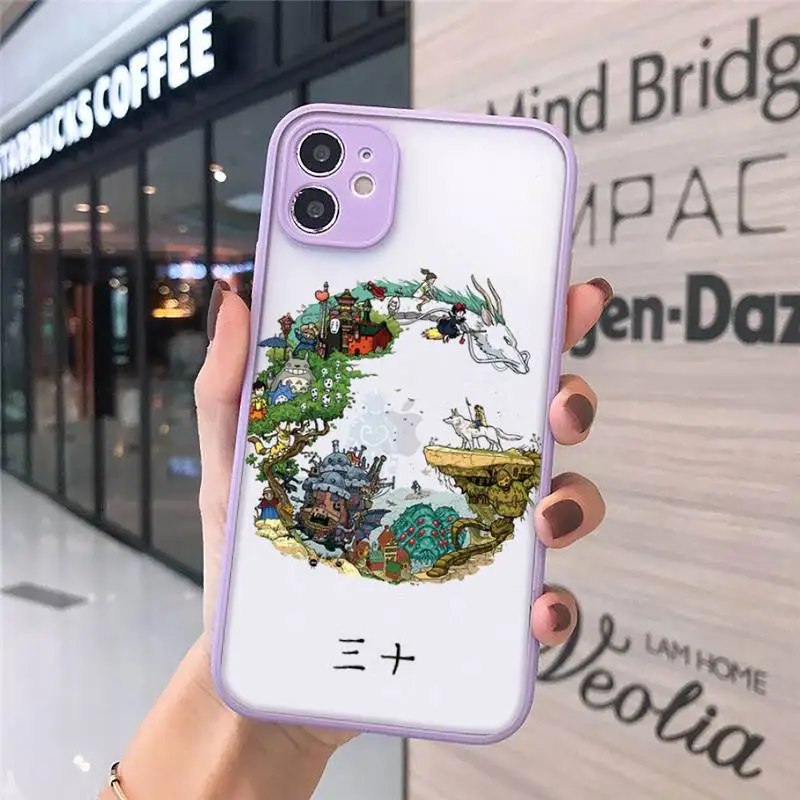 

Totoro Spirited Away Ghibli Miyazaki Cartoon Phone Cases matte transparent For iphone 7 8 11 12 plus mini x xs xr pro max cover