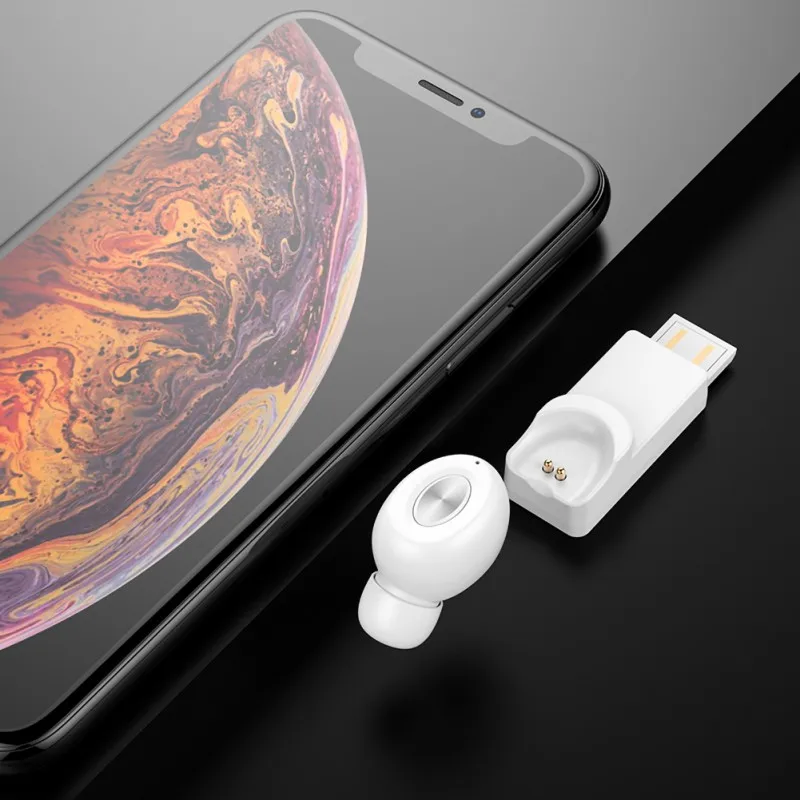 ABS Материал Bluetooth V5.0 одно ухо вкладыши мини невидимая гарнитура Магнитная Зарядка