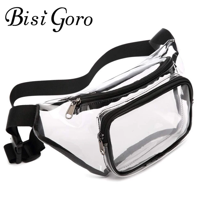 

BISI GORO New Transparent Waist Bag Fashion Unisex Zipper Fanny Pack Sports Running Purse Phone Fannypack Pouch for Women 2021